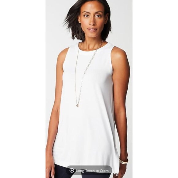 J. Jill Womens White Wearever Long Layering Tank Sz Small Soft Stretch Tunic - Picture 2 of 13